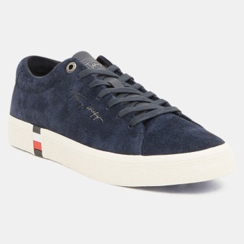 Tommy Hilfiger - Baskets en Velours de Cuir Corporate bleu marine - 04 -4336850