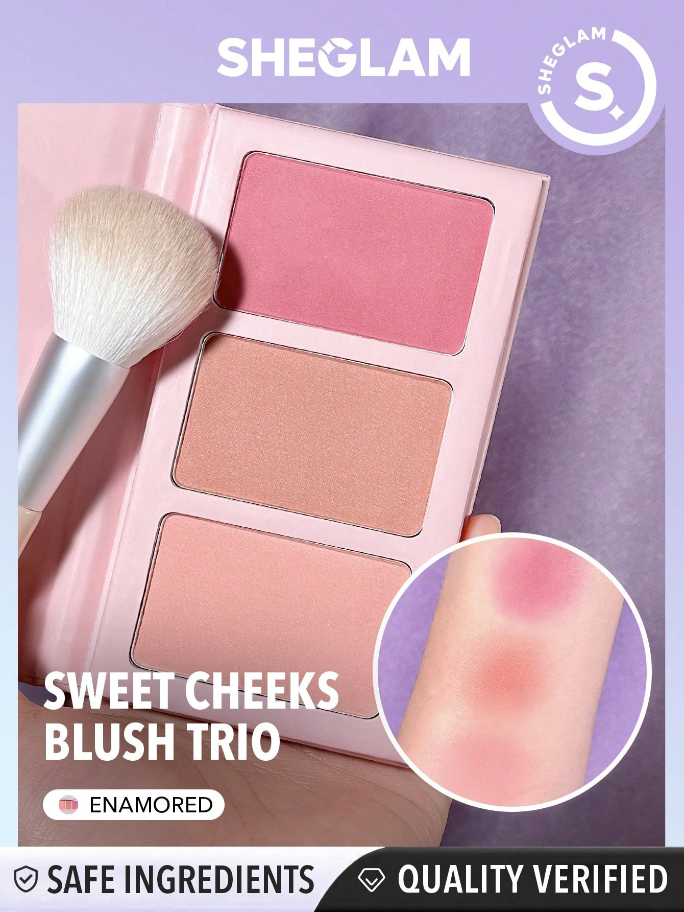 SHEGLAM Palette De Fard À Joues En Poudre Sweet Cheeks Trio-enamored 3 Couleurs, Haute Pigmentation Durable, Effet Mat Sans Pore, Fard À Joues Longue Durée Pour Joues Mate Toute La Journée - 3240618