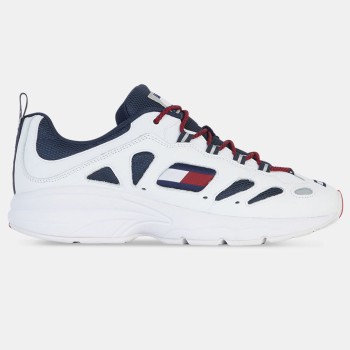 Tommy Hilfiger - Baskets en Cuir & Mesh Heritage Retro blanc/bleu marine - 04 -3641966