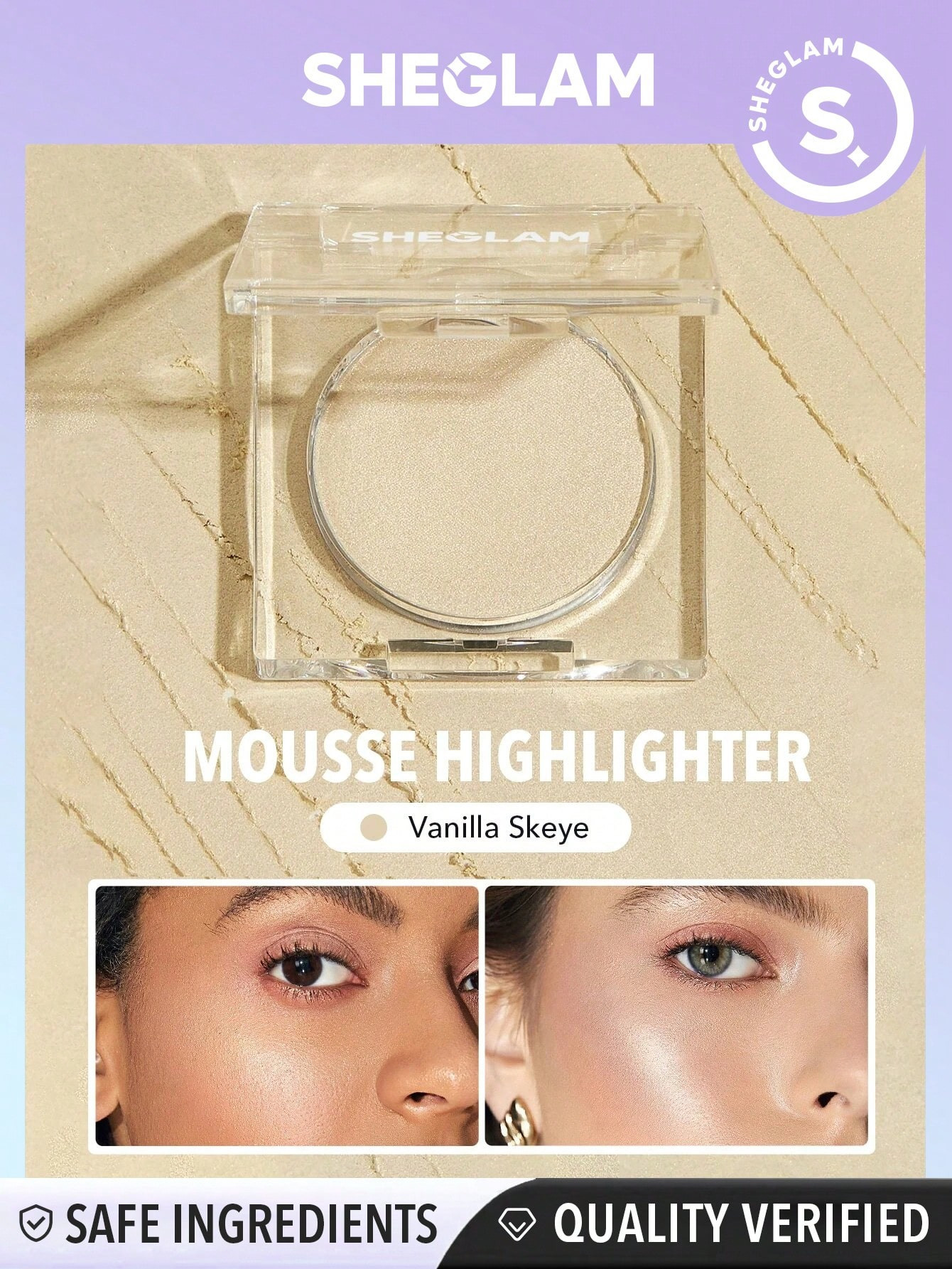 SHEGLAM Surligneur En Mousse De Cristal Cosmique - Surligneur En Poudre À La Vanille Skeye Powder Shimmer Long Wear Brightening Non-caking Glow - 2309760