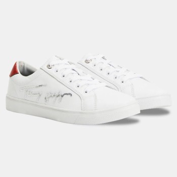 Tommy Hilfiger - Baskets en Cuir Signature Sequins blanches - 04 -4543130