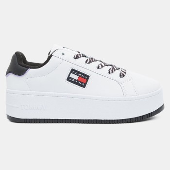 Tommy Jeans - Baskets en Cuir Flatform Animal blanches - 04 -4543103