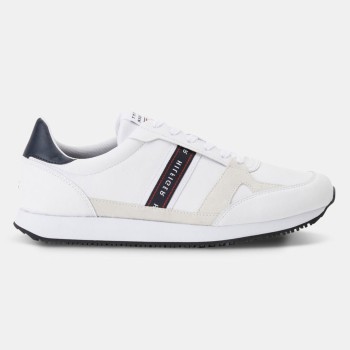 Tommy Hilfiger - Baskets running en Cuir Stripe blanc/bleu - 04 -4542980