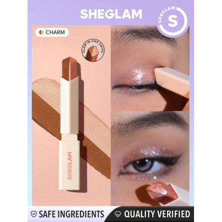 SHEGLAM Eyes Dual Tone Shadow Stick-charm Gradient Two-tone Glitter Eyeshadow Stick Pearlescent Shimmer One Step Easy To Use Smooth Blendable Eyeshadow Black Friday Sale Brown Eyeshadow - 11868622