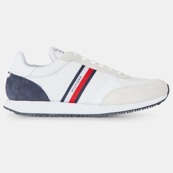 Tommy Hilfiger - Baskets running en Velours de Cuir & Coton Mix Matières blanches - 04 -4336823