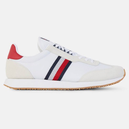 Tommy Hilfiger - Baskets en Cuir  Running Mix Stripe blanc/beige - 04 -3897131