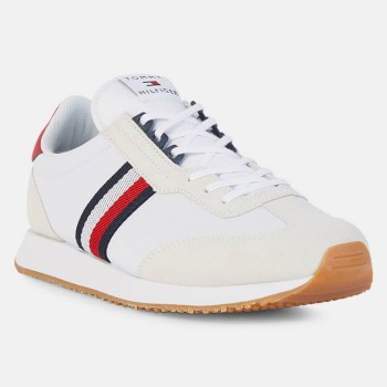 Tommy Hilfiger - Baskets en Cuir  Running Mix Stripe blanc/beige - 04 -3897131