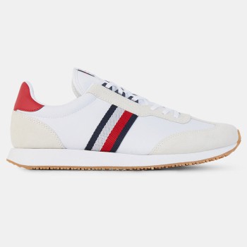 Tommy Hilfiger - Baskets en Cuir  Running Mix Stripe blanc/beige - 04 -3897131