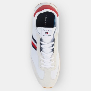 Tommy Hilfiger - Baskets en Cuir  Running Mix Stripe blanc/beige - 04 -3897131