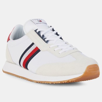 Tommy Hilfiger - Baskets en Cuir  Running Mix Stripe blanc/beige - 04 -3897131