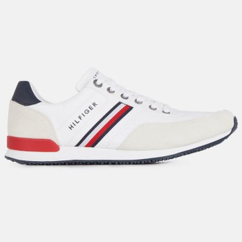 Tommy Hilfiger - Baskets en Cuir Runner Iconic Material Mix blanches - 04 -3897104