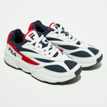 Fila - Baskets en Cuir & Mesh V94M Low blanc/marine/rouge - 04 -3232334