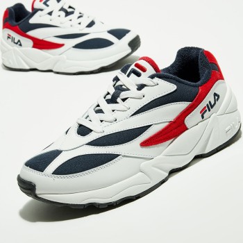 Fila - Baskets en Cuir & Mesh V94M Low blanc/marine/rouge - 04 -3232334