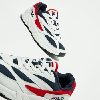 Fila - Baskets en Cuir & Mesh V94M Low blanc/marine/rouge - 04 -3232334