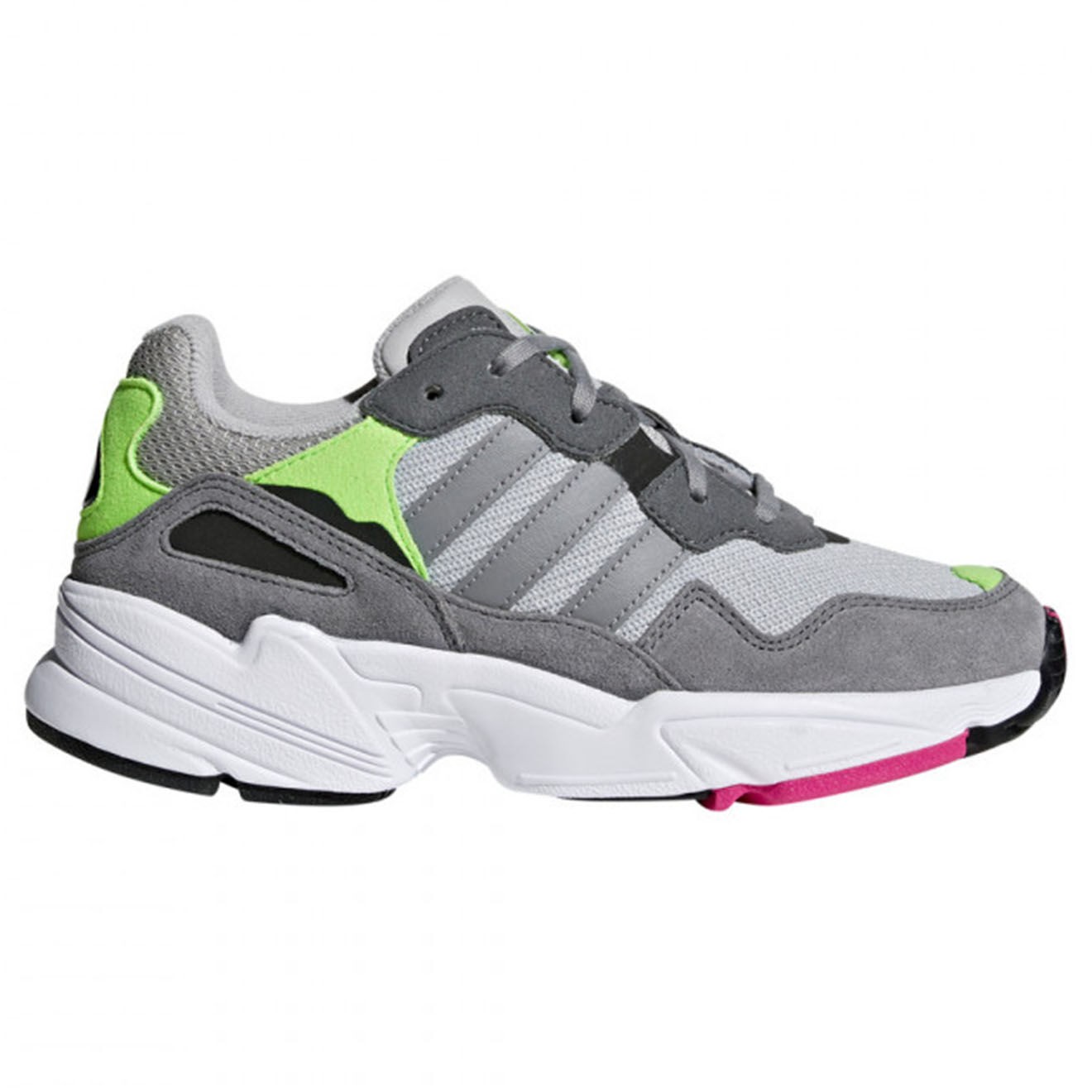 Adidas - Baskets en Velours de Cuir & Mesh Yung-96 J gris/vert - 04 -3498902