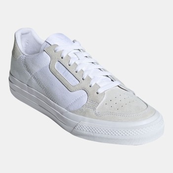 Adidas - Baskets en Velours de Cuir & Mesh Continental Vulc blanc/gris - 04 -3773663