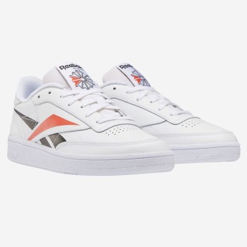 Reebok - Baskets en Cuir Club C Mu blanc/orange/noir - 04 -3483149