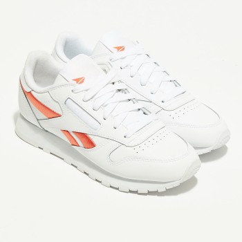 Reebok - Baskets en Cuir Cl Lthr Bicolore blanc/orange - 04 -3483104