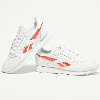 Reebok - Baskets en Cuir Cl Lthr Bicolore blanc/orange - 04 -3483104