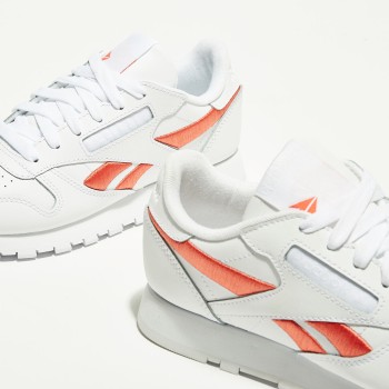 Reebok - Baskets en Cuir Cl Lthr Bicolore blanc/orange - 04 -3483104