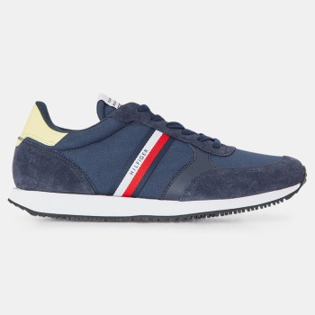 Tommy Hilfiger - Baskets running en Velours de Cuir & Coton Mix Matières bleu marine - 04 -4336826