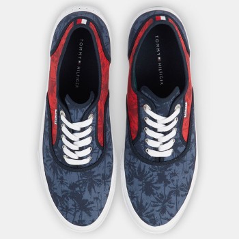 Tommy Hilfiger - Baskets Canvas imprimées bleu/rouge - 04 -4336817