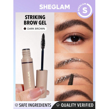 SHEGLAM Gel Sourcils Frappant - Crème Pour Sourcils Imperméable À L'eau En Brun Foncé, Crème Pour Sourcils Modelante Haute Pigmentation Et Longue Tenue Avec Un Petit Pinceau - 1929502