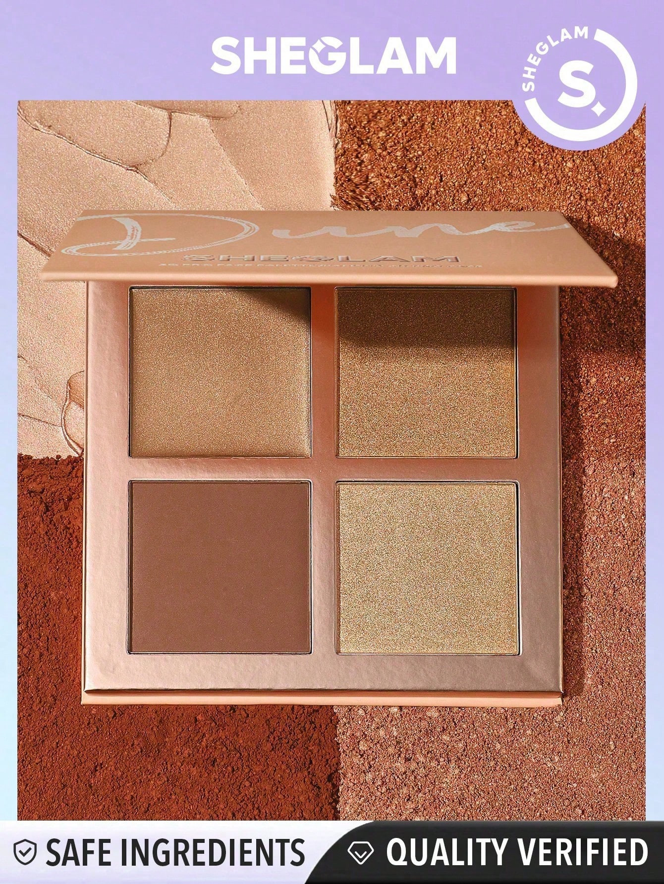 SHEGLAM Palette De Visage Professionnelle 3d - Dune 4 Couleurs Palette De Contour De Contour De Fard À Joues Longue Tenue, Haute Pigmentation Résistant À La Transpiration, Brillance Dorée Contouring Naturel Et Mat - 2318656