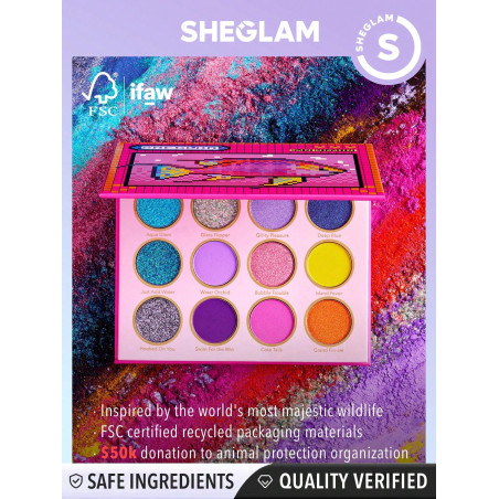 SHEGLAM Pallette 12 Couleurs, Finition Mate Et Scintillante. Couleurs Vives Et Brillantes, Tenue Longue Durée, Ne S'estompent Pas Facilement, Pigmentation Élevée De Fards À Paupières Doux Et Lisses Maquillage Cosmétique Pour Les Yeux - 2652595