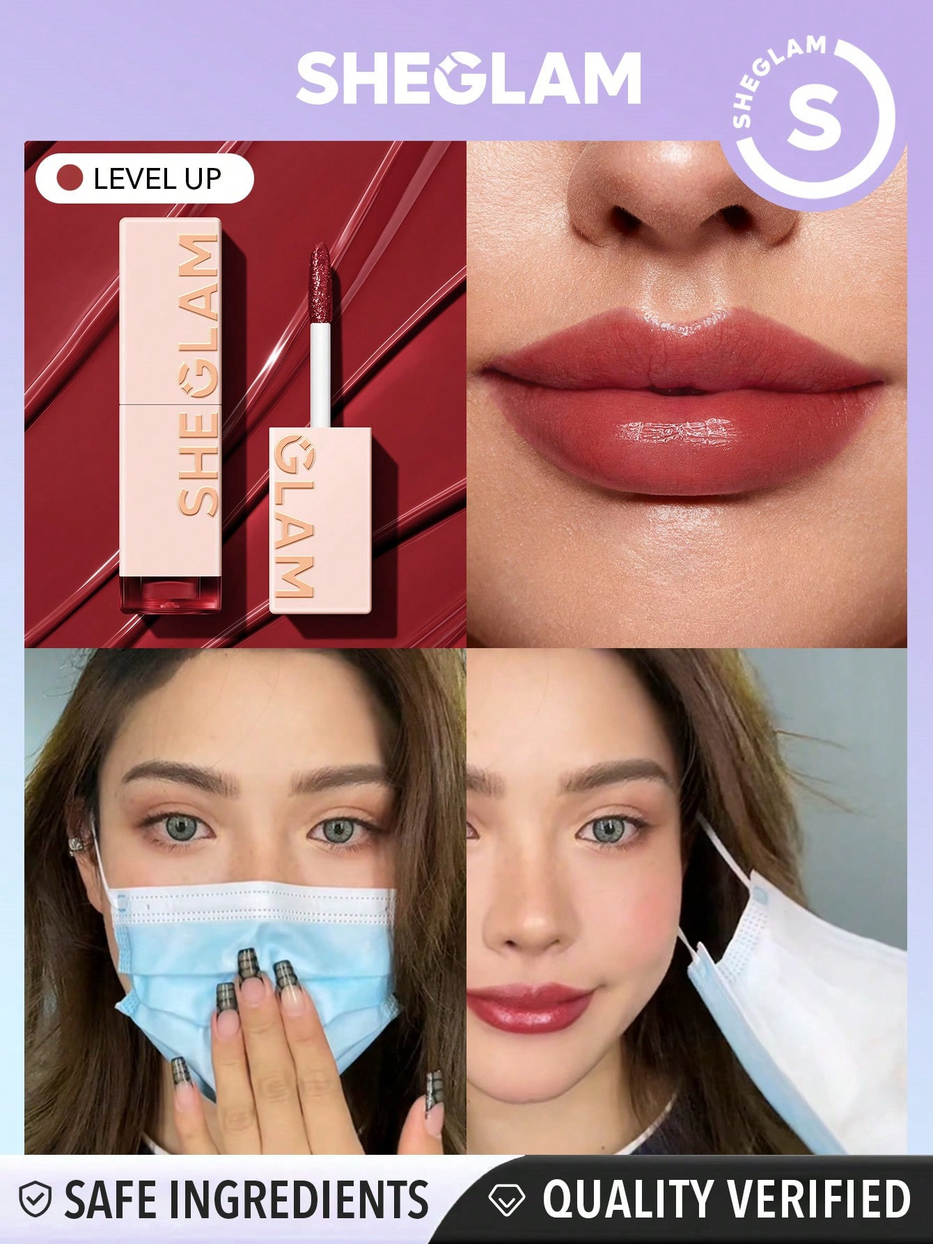 SHEGLAM Teinte À Lèvres Take A Hint-level Up Avec Changement De Couleur, Brillant À Lèvres Longue Durée Avec Finition Haute Brillance, Tache À Lèvres Hydratante Non Collante Pour Les Lèvres Sèches Tout Au Long De La Journée. - 2065873