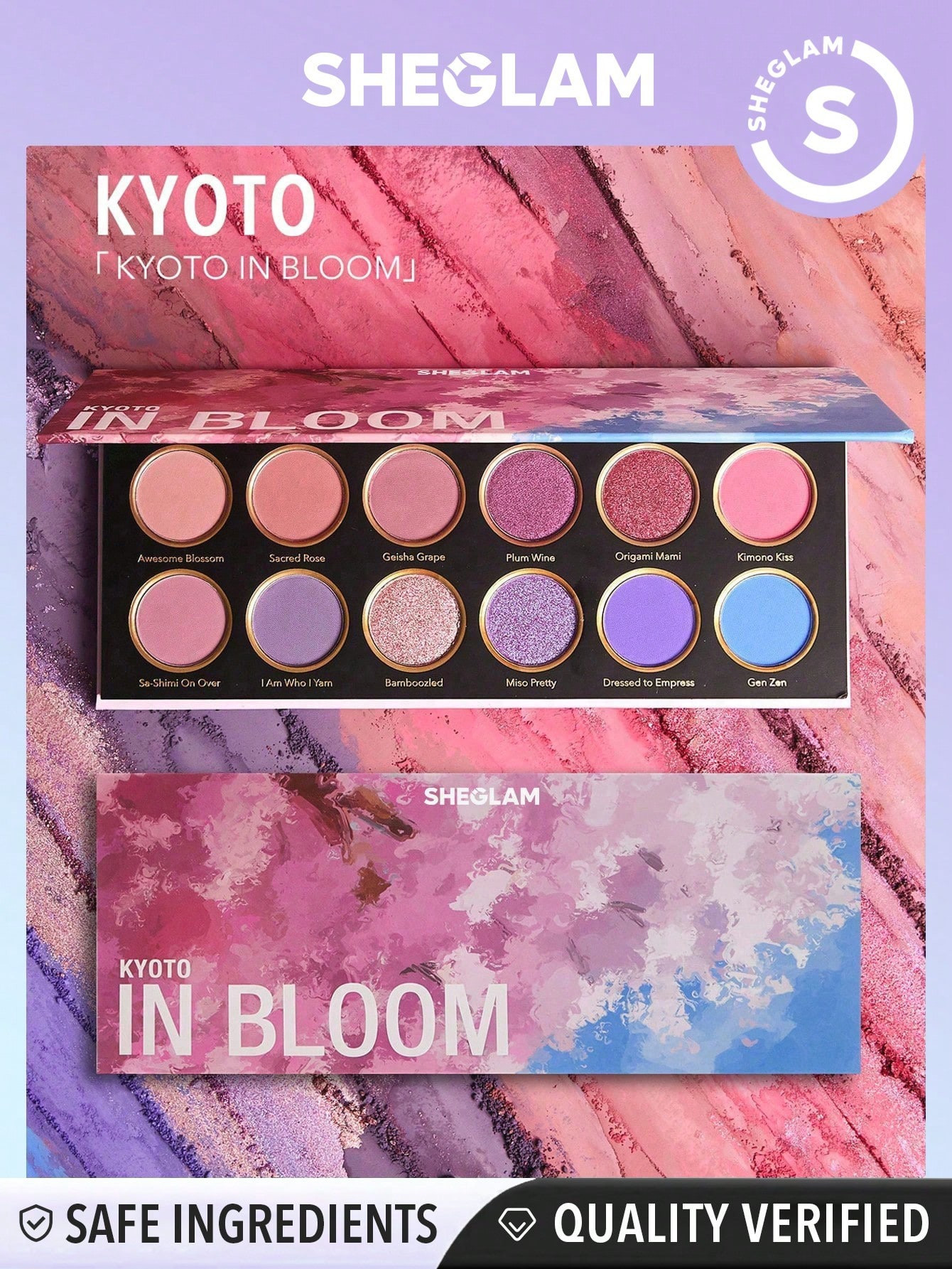 SHEGLAM Palette De Fards À Paupières Kyoto In Bloom 12 Couleurs Shimmer Metallic Matte Palette. Couleurs Hautement Pigmentées, Tenue Longue Durée. Pas De Bavures. Maquillage Des Yeux Doux Et Lisse - 3164852