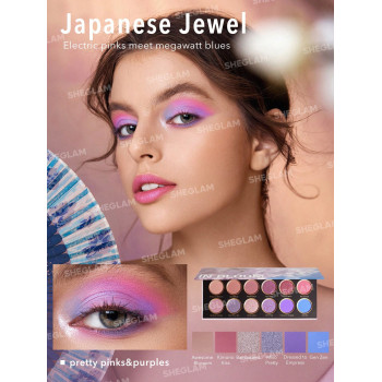 SHEGLAM Palette De Fards À Paupières Kyoto In Bloom 12 Couleurs Shimmer Metallic Matte Palette. Couleurs Hautement Pigmentées, Tenue Longue Durée. Pas De Bavures. Maquillage Des Yeux Doux Et Lisse - 3164852