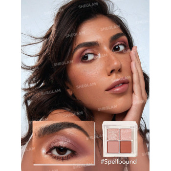 SHEGLAM Palette D'ombres À Paupières Quatre Couleurs Cosmic Crystal - Spellbound, Tons Neutres Dorés Et Rose Mauve Avec Une Finition Brillante Et Pailletée Durable, Ultra Pigmentée, Lisse Et Facile À Mélanger - 2960880