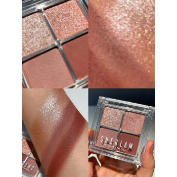 SHEGLAM Palette D'ombres À Paupières Quatre Couleurs Cosmic Crystal - Spellbound, Tons Neutres Dorés Et Rose Mauve Avec Une Finition Brillante Et Pailletée Durable, Ultra Pigmentée, Lisse Et Facile À Mélanger - 2960880