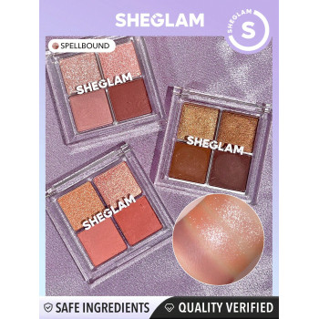 SHEGLAM Palette D'ombres À Paupières Quatre Couleurs Cosmic Crystal - Spellbound, Tons Neutres Dorés Et Rose Mauve Avec Une Finition Brillante Et Pailletée Durable, Ultra Pigmentée, Lisse Et Facile À Mélanger - 2960880