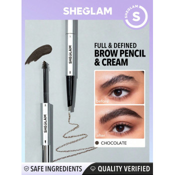 SHEGLAM Fill Me In Crayon À Sourcils 2-en-1 Et Crayon De Sourcils À Double Extrémité Anti-transpiration De Crème-chocolat, Imperméable, Ne Tache Pas, Gel De Crème À Sourcils Naturel Et Non Gras Pour Le Maquillage - 1799845