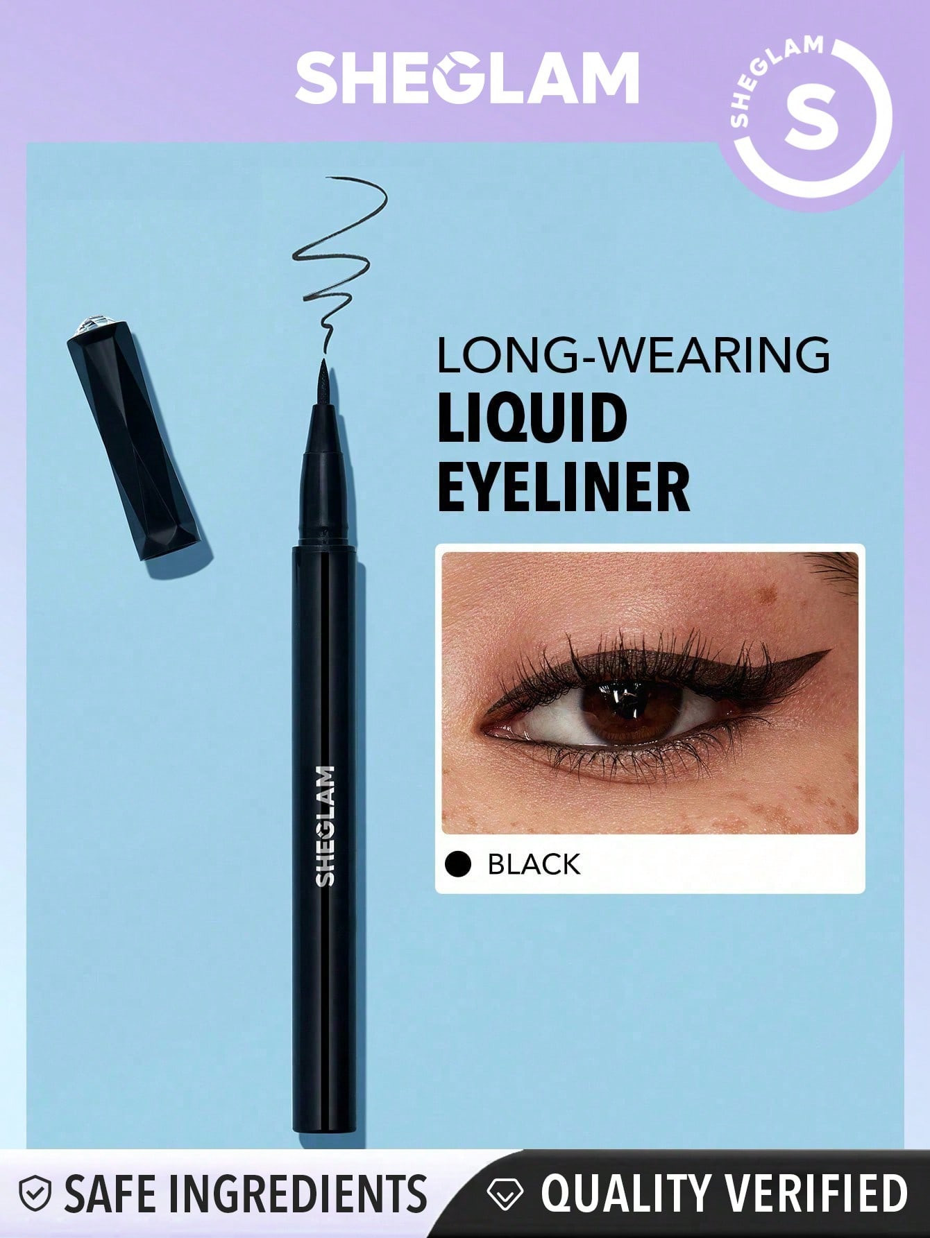 SHEGLAM On Fleek Eyeliner Liquide Longue Durée – Crayon Eye-liner Mat Résistant À La Transpiration, Ultra Fin, Sans Bavures, Soyeux, Lisse, Facile À Utiliser - 931259