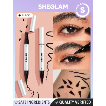 SHEGLAM Duo De Doublure Imperméable À L'aile - 2 En 1 Eyeliner Liquide Imperméable À L'aile Avec Timbre Pour Œil De Chat Et Résistant Aux Taches À Longue Durée D'ultra-fine - 1545905