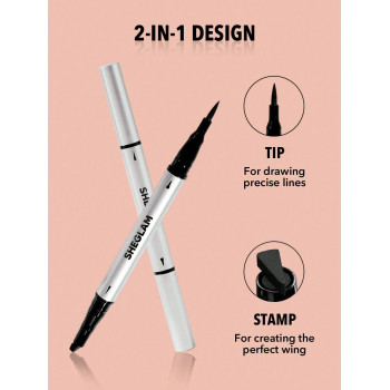 SHEGLAM Duo De Doublure Imperméable À L'aile - 2 En 1 Eyeliner Liquide Imperméable À L'aile Avec Timbre Pour Œil De Chat Et Résistant Aux Taches À Longue Durée D'ultra-fine - 1545905