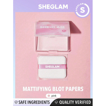 SHEGLAM Papiers Matifiants Pour Tampon Avec Tampon Et Miroir 50 Pcs-rose, Film Portable De Contrôle De L'huile, Absorbe L'excès D'huile, Convivial Pour Les Maquillages - 2865997