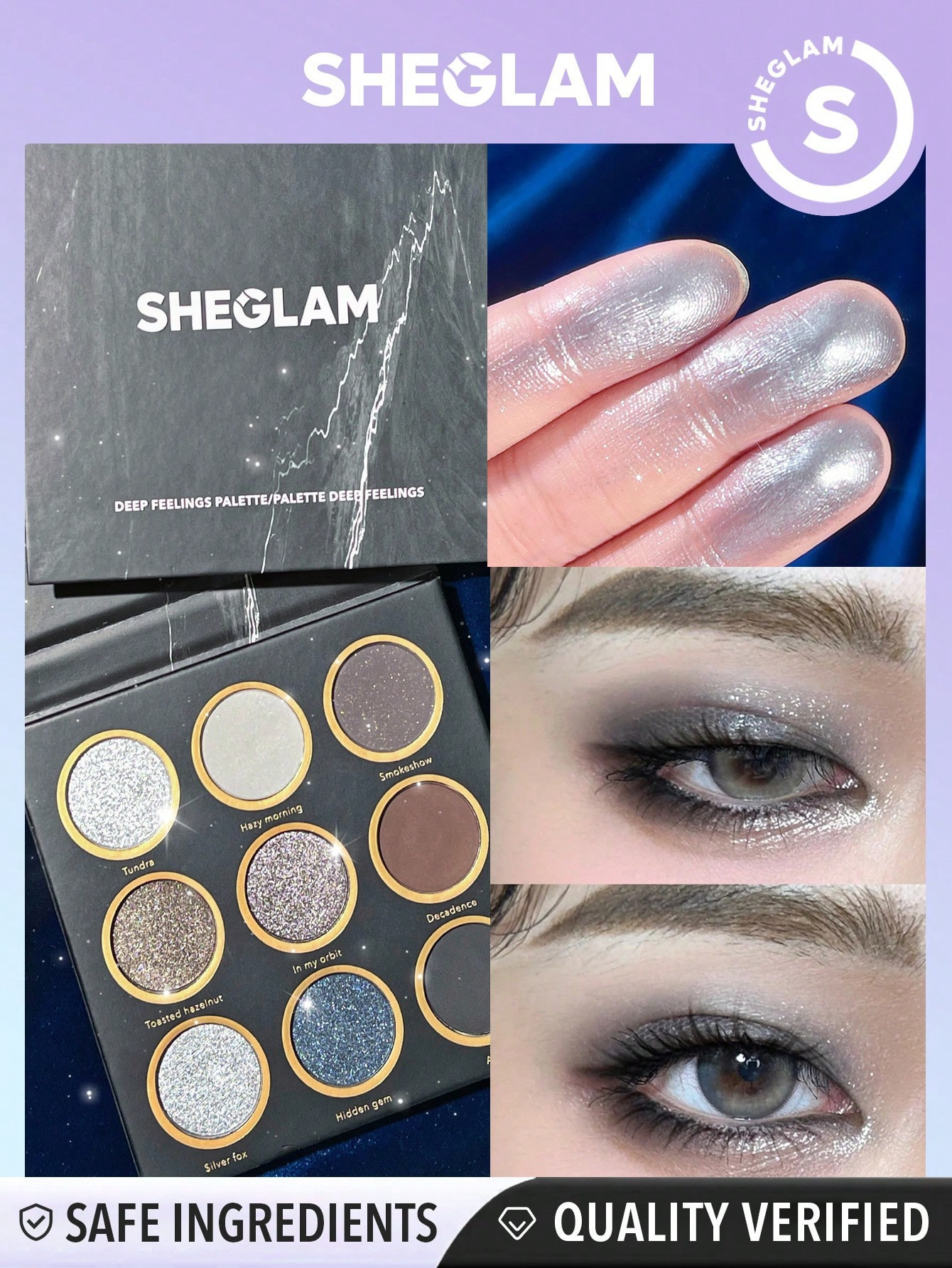 SHEGLAM Palette De Fard À Paupières Deep Feelings 9 Couleurs Métalliques Mates, Ultra Pigmentées, Douces, Lisses Et Durables Avec Une Couleur Profonde De Noir Et De Gris - 2032788