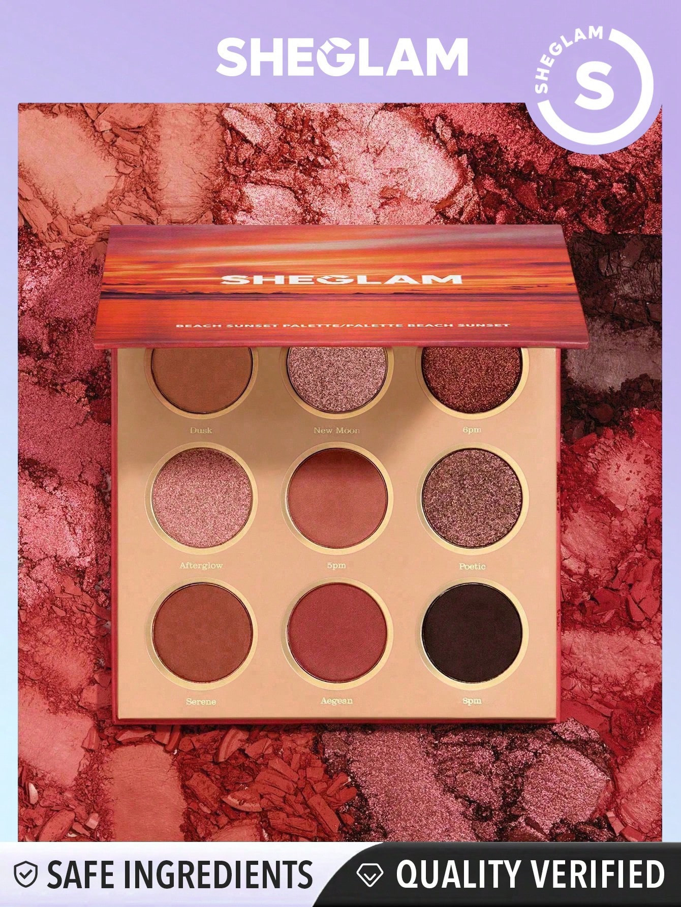 SHEGLAM Palette De Neuf Couleurs De Fard À Paupières Avec Effet De Plage, Mélange De Couleurs Métalliques Irisées Et Mattes Avec Une Pigmentation Uniforme Et Une Texture Lisse Et Estompable Pour Le Maquillage De Les Jours - 1038626