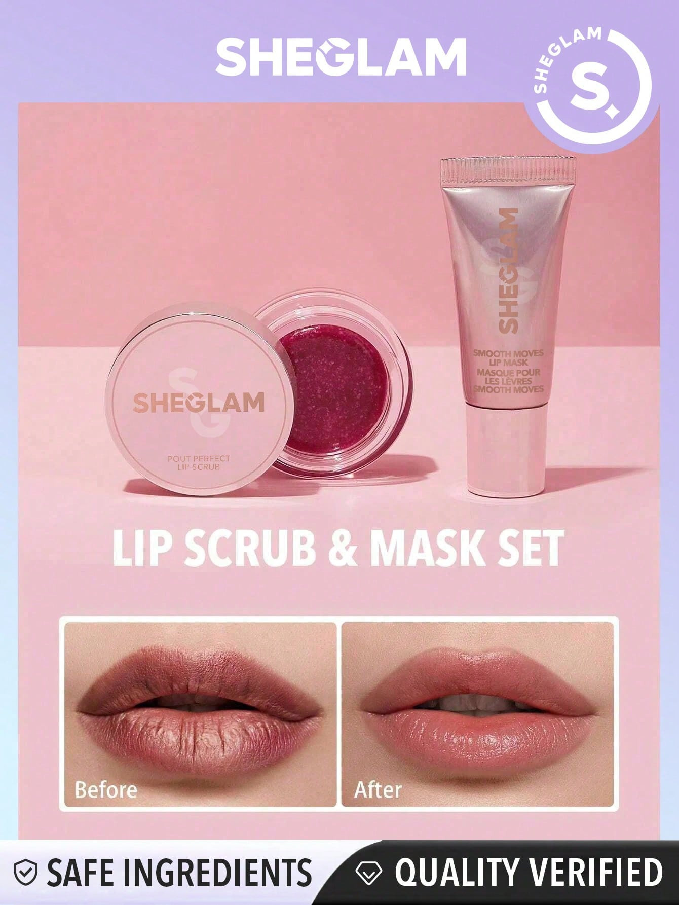 SHEGLAM Ensemble De Gommage Pour Les Lèvres Lip Service - Masque Hydratant Adoucissant Les Lèvres, Atténuant Les Fines Rides, Soin Doux Et Hydratant Pour Les Lèvres - 2170619