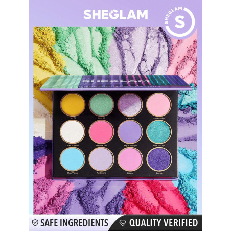 SHEGLAM Palette De Fards À Paupières Chill Track 12 Couleurs - Couleurs Vives Métalliques Mates Et Irisées, Longue Tenue, Ultra Pigmenté, Facile À Estomper, Style Y2k - 2372054