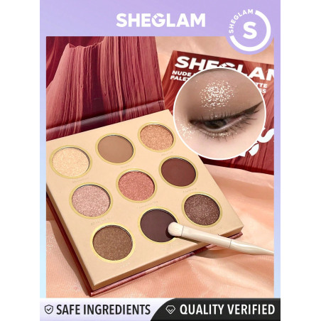 SHEGLAM Palette De Fards À Paupières Mat Et Brillant À 9 Couleurs, Naturelle Marron, Durable, Douce, Lisse, Couleur De Fard À Paupières Stylée Classique - 2032780