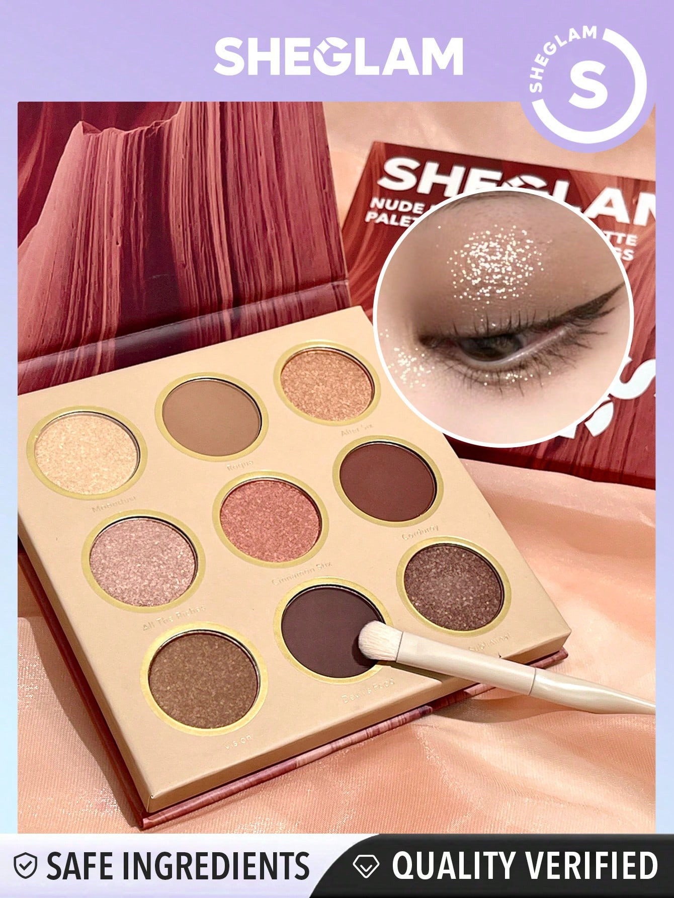 SHEGLAM Palette De Fards À Paupières Mat Et Brillant À 9 Couleurs, Naturelle Marron, Durable, Douce, Lisse, Couleur De Fard À Paupières Stylée Classique - 2032780