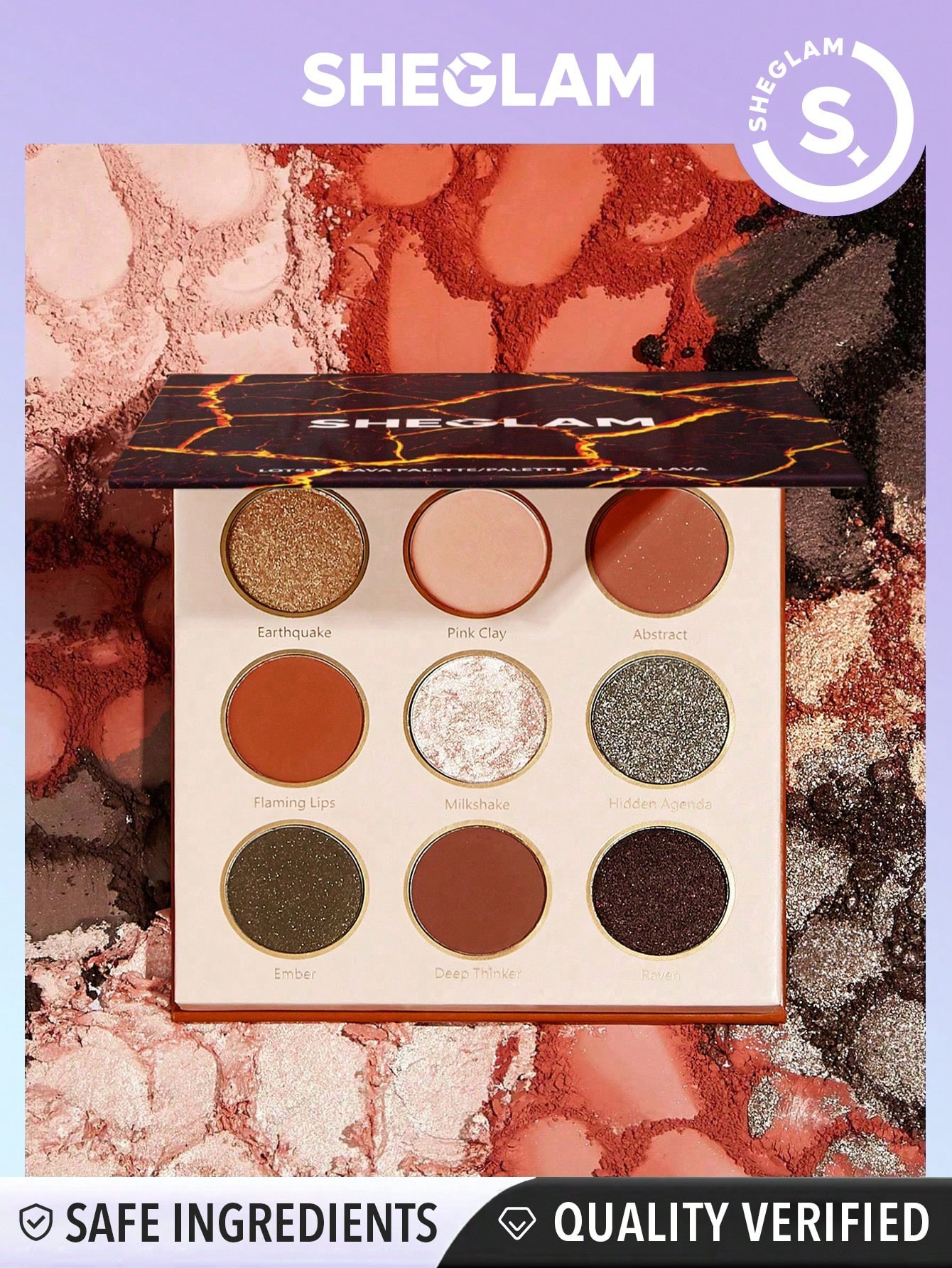 SHEGLAM Palette De Fard À Paupières En Miroitement Mat De 9 Couleurs Lots To Lava, Orange Brun, Facile À Porter, Longue Tenue, Pas De Bavures, Mélange Facile - 2164967