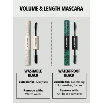 SHEGLAM Mascara Volume & Longueur Tout-en-un - Lavable Noir 2 En 1 Brosse Double Tête Facile À Retirer Aucune Trace Boucle Séparation Mascara Noir Épais Pour Les Yeux - 14310889