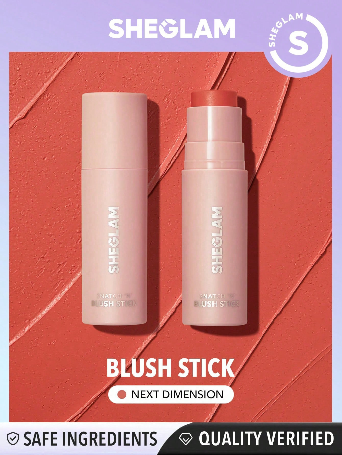 SHEGLAM Bâton De Blush Snatch 'n' - Crème De Blush De La Prochaine Dimension, Pigment Très Élevé, Imperméable, À Longue Durée, Sans Décoloration, Sans Gras, Éclat Durable, Maquillage De Beauté Pour Femmes - 3020153