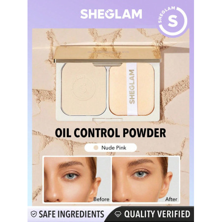 SHEGLAM Poudre Contrôle De L'huile Pour La Lumière - Poudre Pressée Anti-huile Rose Mate Sans Pores Durable Pour Des Paramètres Durables - 1185801